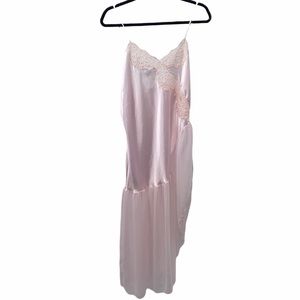 Vintage Nightgown Slip Dress Pink Silky and lace Women’s Size Large
